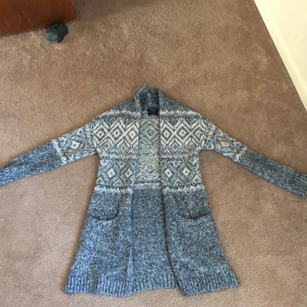 Blue and White Abercrombie Cardigan